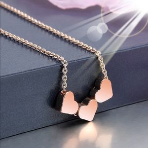 Rose Gold Triple Heart Necklace
